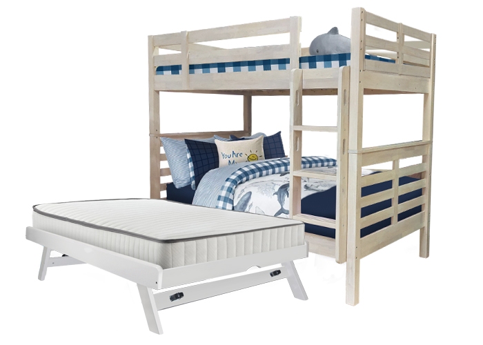 Huckleberry Super Single Bunk Bed with Pull Out Single Raising Trundle